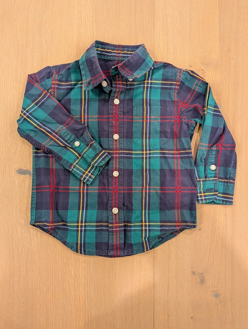 Janie and Jack 12-18m Navy Plaid Button-Down Shirt